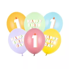   1. születésnapos pasztell lufik Happy Birthday felirattal, 30 cm (6 db)