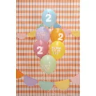 2. születésnapos pasztell lufik Happy Birthday felirattal, 30 cm (6 db)