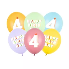   4. születésnapos pasztell lufik Happy Birthday felirattal, 30 cm (6 db)