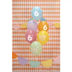   6. születésnapos pasztell lufik Happy Birthday felirattal, 30 cm (6 db)