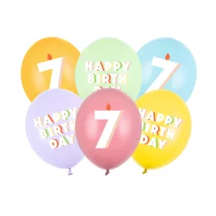   7. születésnapos pasztell lufik Happy Birthday felirattal, 30 cm (6 db)
