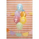 7. születésnapos pasztell lufik Happy Birthday felirattal, 30 cm (6 db)