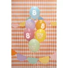 8. születésnapos pasztell lufik Happy Birthday felirattal, 30 cm (6 db)