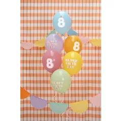   8. születésnapos pasztell lufik Happy Birthday felirattal, 30 cm (6 db)