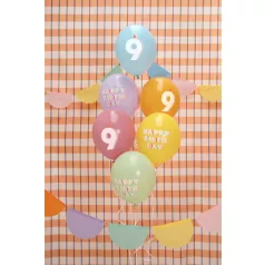   9. születésnapos pasztell lufik Happy Birthday felirattal, 30 cm (6 db)