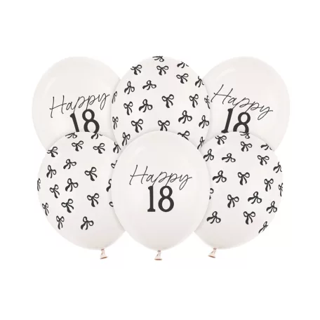 18. születésnapi lufik – pasztell törtfehér, 30 cm (6 db)