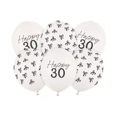   30. születésnapi lufik – pasztell törtfehér, 30 cm (6 db)
