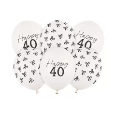   40. születésnapi lufik – pasztell törtfehér, 30 cm (6 db)