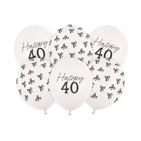 40. születésnapi lufik – pasztell törtfehér, 30 cm (6 db)