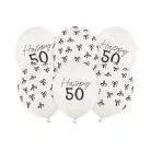 50. születésnapi lufik – pasztell törtfehér, 30 cm (6 db)