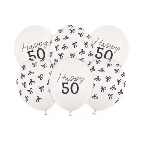 50. születésnapi lufik – pasztell törtfehér, 30 cm (6 db)