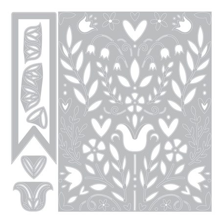 Vágósablon 663608, Sizzix Thinlits / Folk Art Stenci -  (1 csomag)