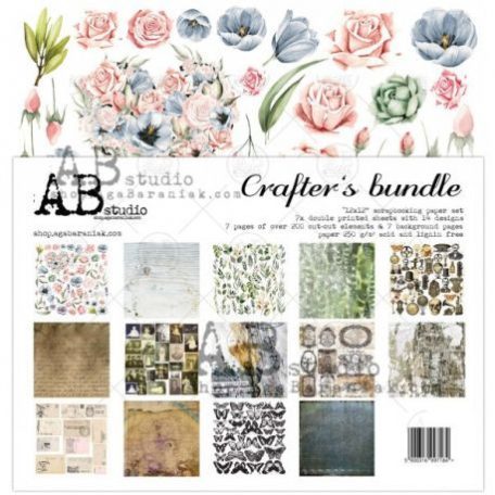 Papírkészlet 12x12, AB Studio scrapbooking paper / Crafters bundle -  (7 lap)