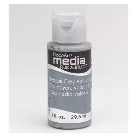 Akril festék - matt 29.6ml, Medium Grey Value 6 / DecoArt Media® Fluid Acrylics (1 db)