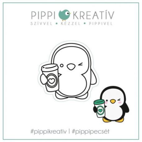 Gumibélyegző , Pingvin / PIPPI Rubber stamp - Kávé (1 db)