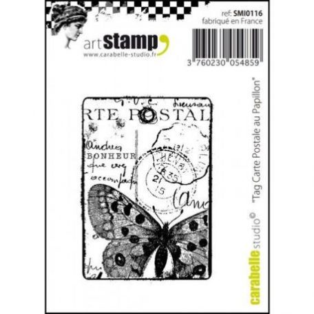 Gumibélyegző mini, tag carte postale au papillon / Carabelle Art Stamp -  (1 db)