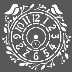 Stencil 18x18cm, Clock / Stamperia Thick Stencil  -  (1 db)