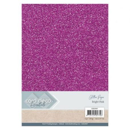 Csillámos karton A4, Glitter Paper / Bright Pink - Világos rózsaszín (1 ív)