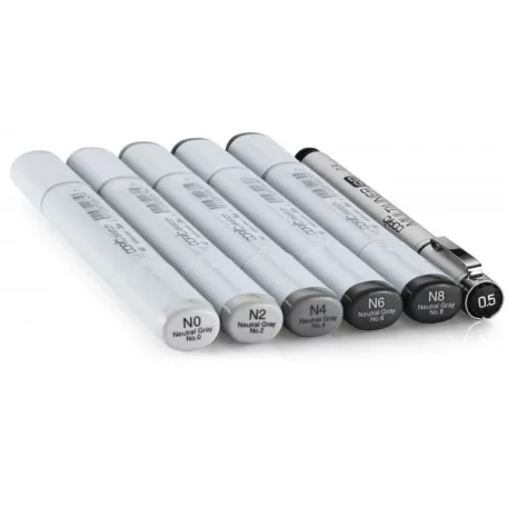 Grafikai filctoll készlet , COPIC Sketch marker / Szürkék vázlatokhoz - Sketching Grays (6 db)