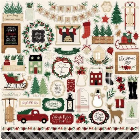 Matrica 12", Echo Park A Cozy Christmas / Element Sticker -  (1 ív)