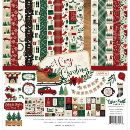 Papírkészlet 12", Echo Park A Cozy Christmas / Collection Kit -  (1 csomag)