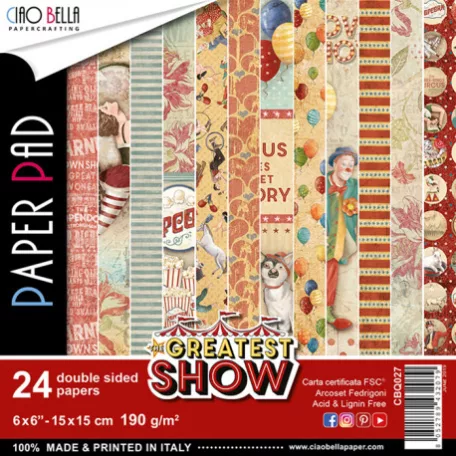 Papírkészlet 6x6, Ciao Bella Paper Pad / The Greatest Show Paper -  (24 lap)