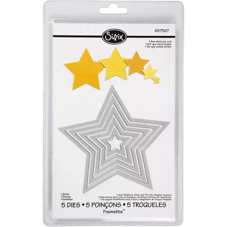 Sizzix Vágósablon 657567 - Stars - Csillagok - Framelits (5 db)
