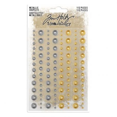 Díszítőelem , Metallic Droplets / Tim Holtz Idea-ology - 112 db (1 csomag)