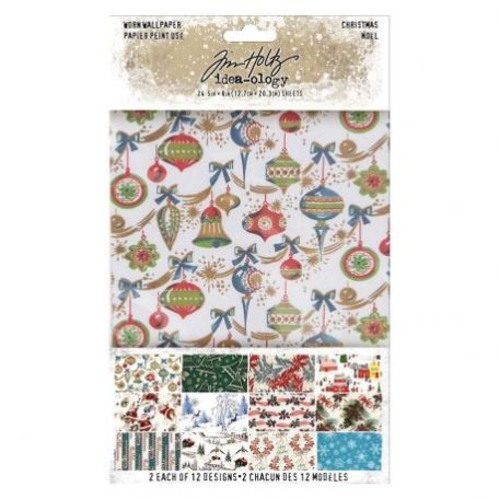 Díszítőelem , Worn Wallpaper 5x8 Inch Christmas / Tim Holtz Idea-ology -  (24 lap)