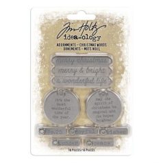   Díszítőelem , Adornments Christmas Words / Tim Holtz Idea-ology - 10 db (1 csomag)