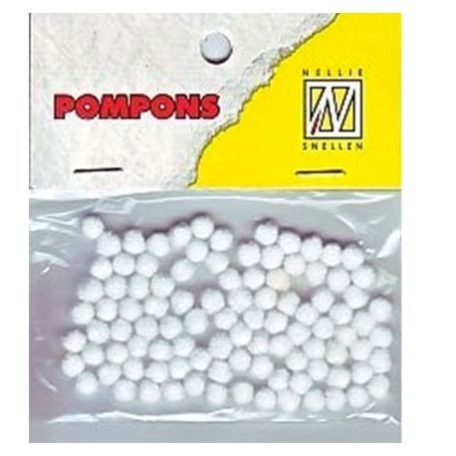 Mini pompom 3 mm, Mini pompoms / White - Fehér (100 db)