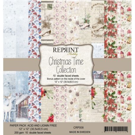 Papírkészlet 12", Reprint Paper Pack  / Christmas Time - kétoldalas (10 lap)