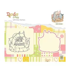   Szilikonbélyegző, vágósablonnal DDCS018, DADA Dies with stamp / Wintertime Happy flu (1 csomag)
