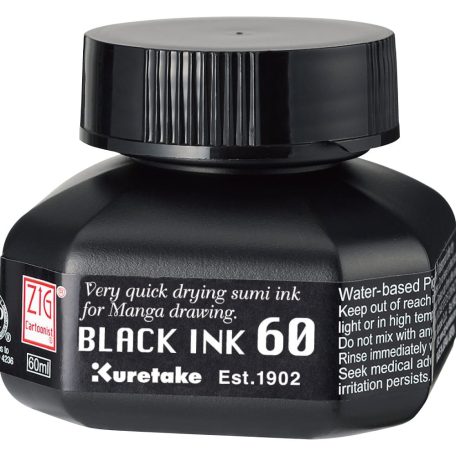 Kuretake Tinta 60 ml - Black Ink - Fekete (1 csomag)