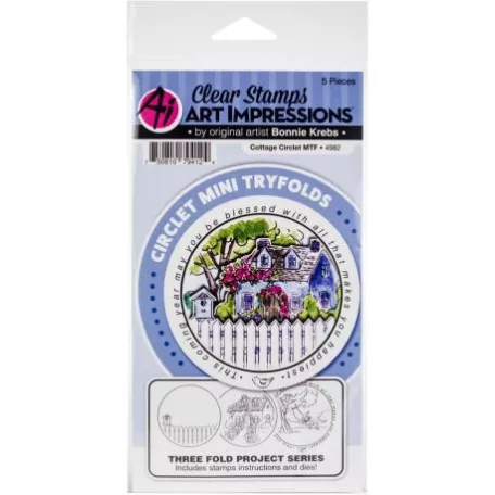 Szilikonbélyegző, vágósablonnal , Cottage / Art Impressions Circlet Mini TryFolds Stamp & Die Set (1 csomag)