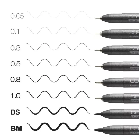 COPIC Multiliner Tűfilc készlet - Fekete (8 db)