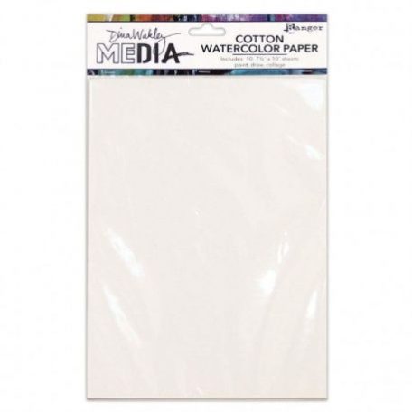 Kreatív papír - 10 ív 7,5x10", Dina Wakley Media / Cotton watercolor paper -  (1 csomag)