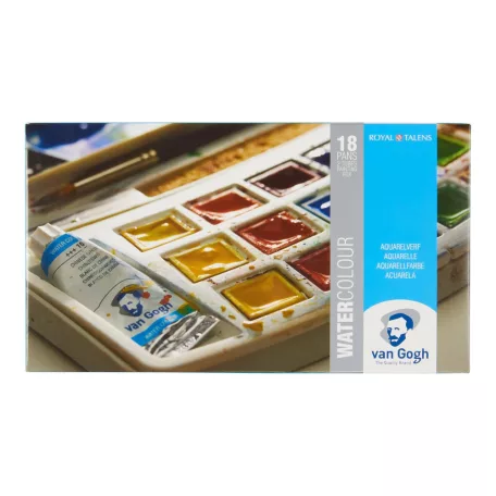 Talens Van Gogh akvarellfesték készlet - 18 + 2 db - Watercolour plastic case set (1 csomag)