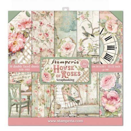 Stamperia Scrapbook papírkészlet 12" (30 cm) - House of Roses - Paper Pack (10 ív)