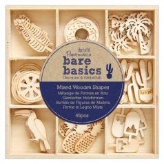   Fa díszítőelem , Bare Basics / Tropical - Wooden Shapes (1 csomag)