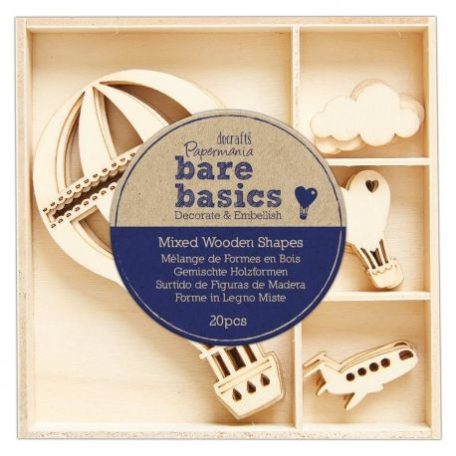 Fa díszítőelem , Bare Basics / Hot Air Balloon - Wooden Shapes (1 csomag)