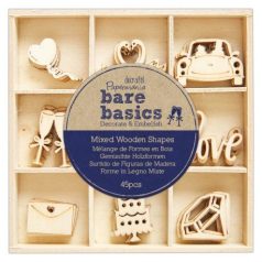   Fa díszítőelem , Bare Basics / Wedding - Wooden Shapes (1 csomag)