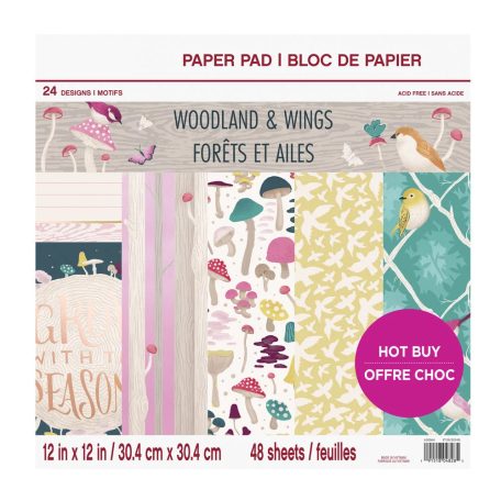 Papírkészlet 12", Craft Smith Paper Pad / Woodland & Wings -  (48 lap)