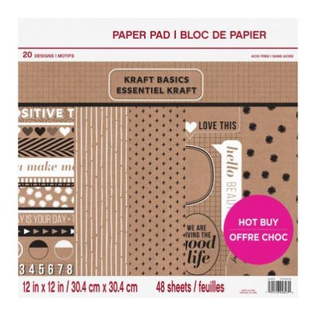 Papírkészlet 12", Craft Smith Paper Pad / Kraft Basics -  (48 lap)