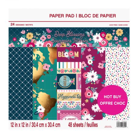 Papírkészlet 12", Craft Smith Paper Pad / Deep Blossoms -  (48 lap)