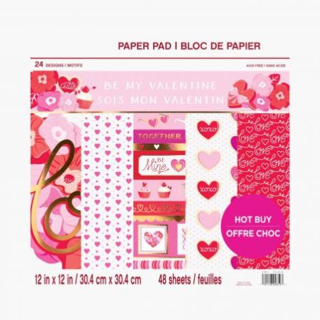 Papírkészlet 12", Craft Smith Paper Pad / Be My Valentine -  (48 lap)