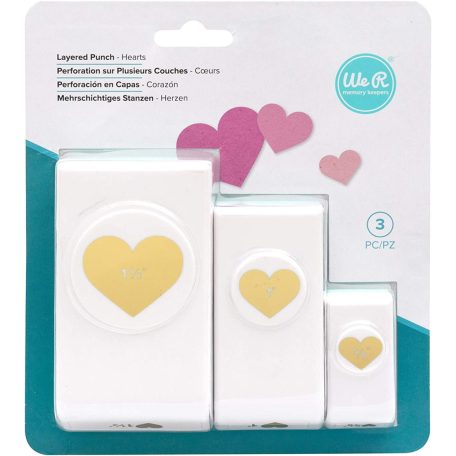 WRMK - Mintalyukasztó - szívek - Hearts - Layered punch  (3 db)