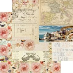   Scrapbook papír 12", Prima Marketing Capri / Punta Del Monaco - fóliázott részletek (1 ív)