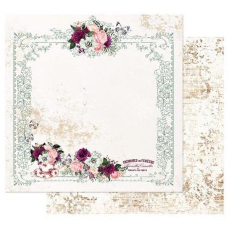 Scrapbook papír 12", Prima Marketing Pretty Mosaic / Tea & Roses - fóliázott részletek (1 ív)