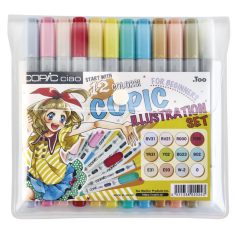   Copic Ciao alkoholos marker készlet + Könyv - Book Start with 12 colors English - Angol nyelvű (1 csomag)